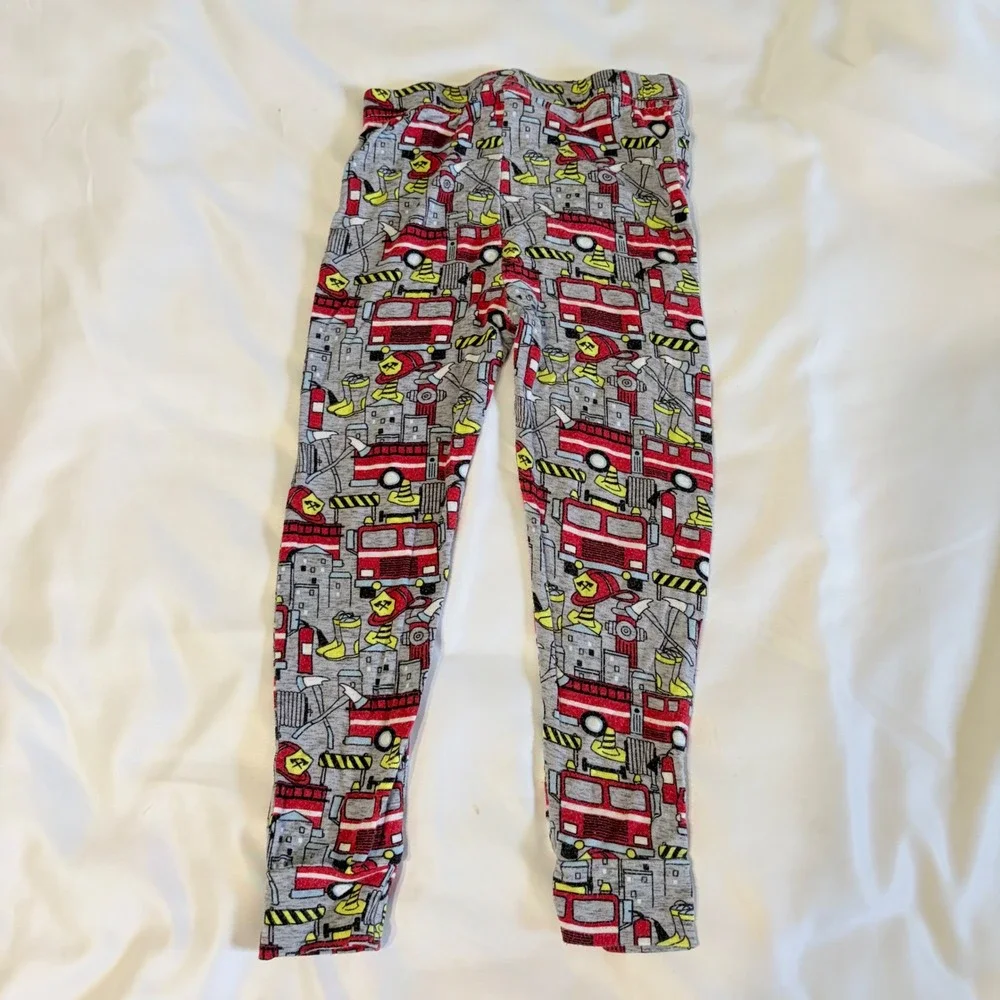 Mick Mack LTD Kids 24M Bamboo Viscose Fire Truck Pajama Set Gray Red 2 Piece